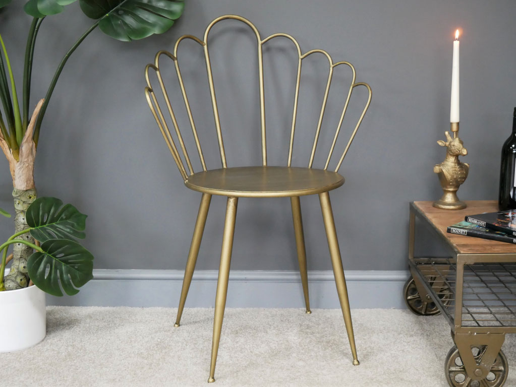 Chaise en métal vintage finition dorée