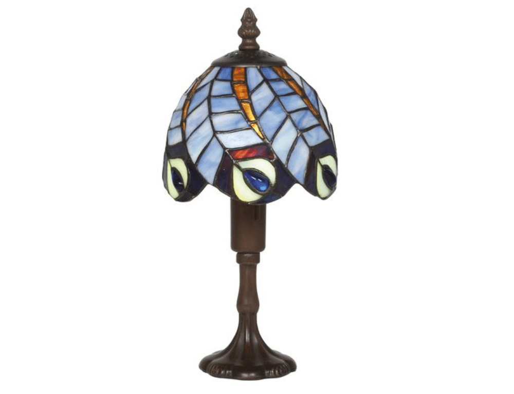 Petite lampe style Tiffany décor plumes