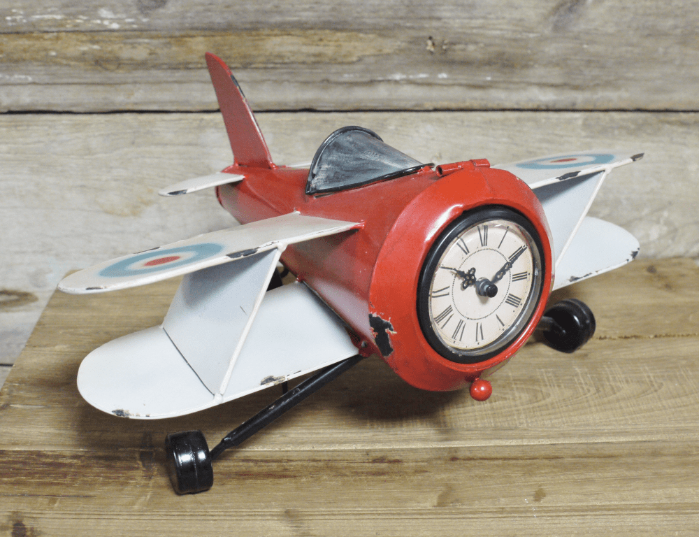 Horloge de table en métal en forme d'avion
