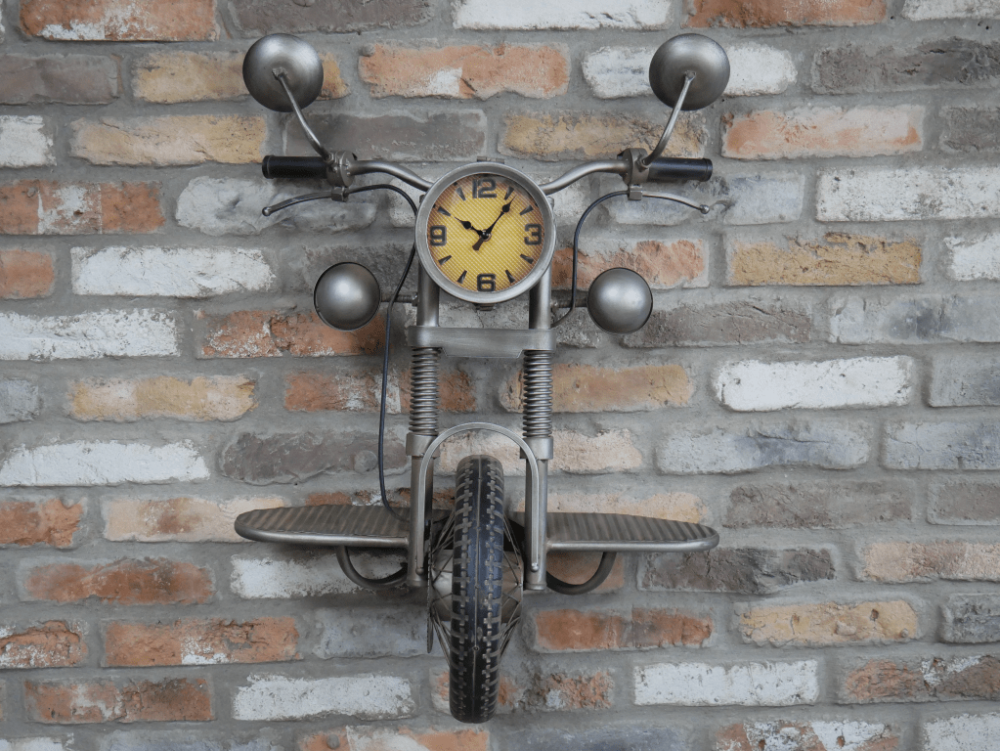 Grande horloge murale en forme de moto