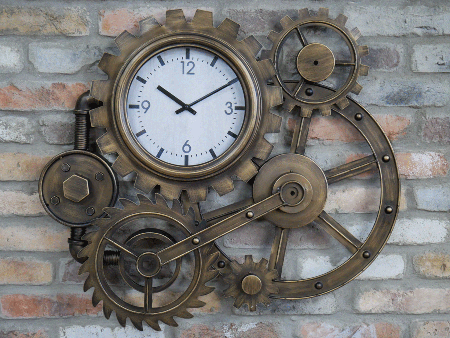Horloge murale avec engrenage de roues
