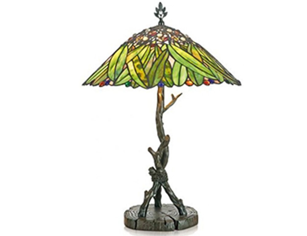 Lampe style Tiffany avec motif feuillage