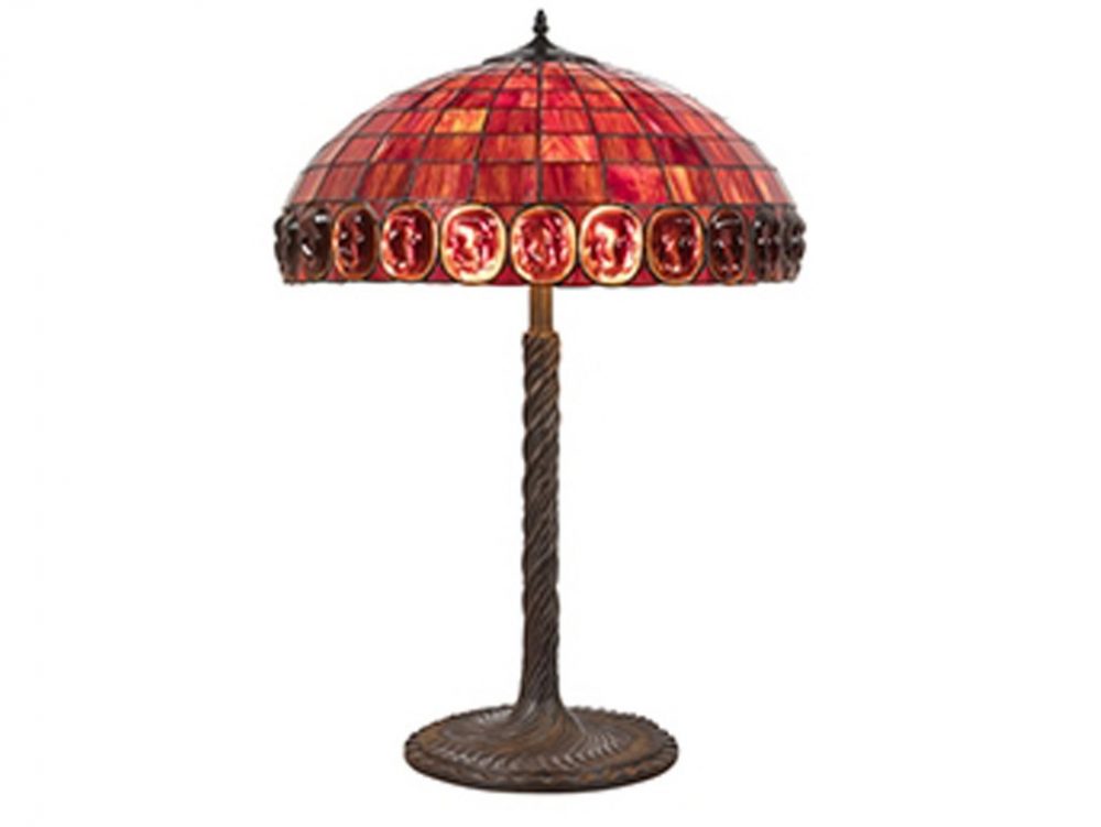 Lampe style Tiffany avec abat-jour rouge