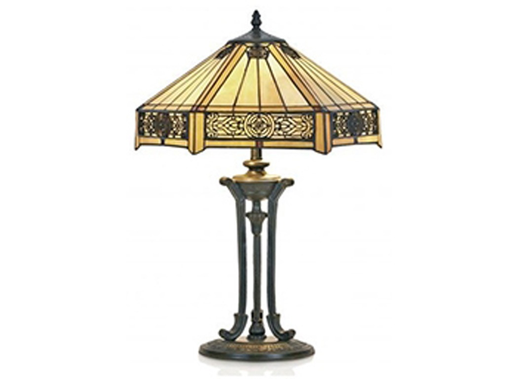 Lampe style Tiffany abat-jour hexagonal