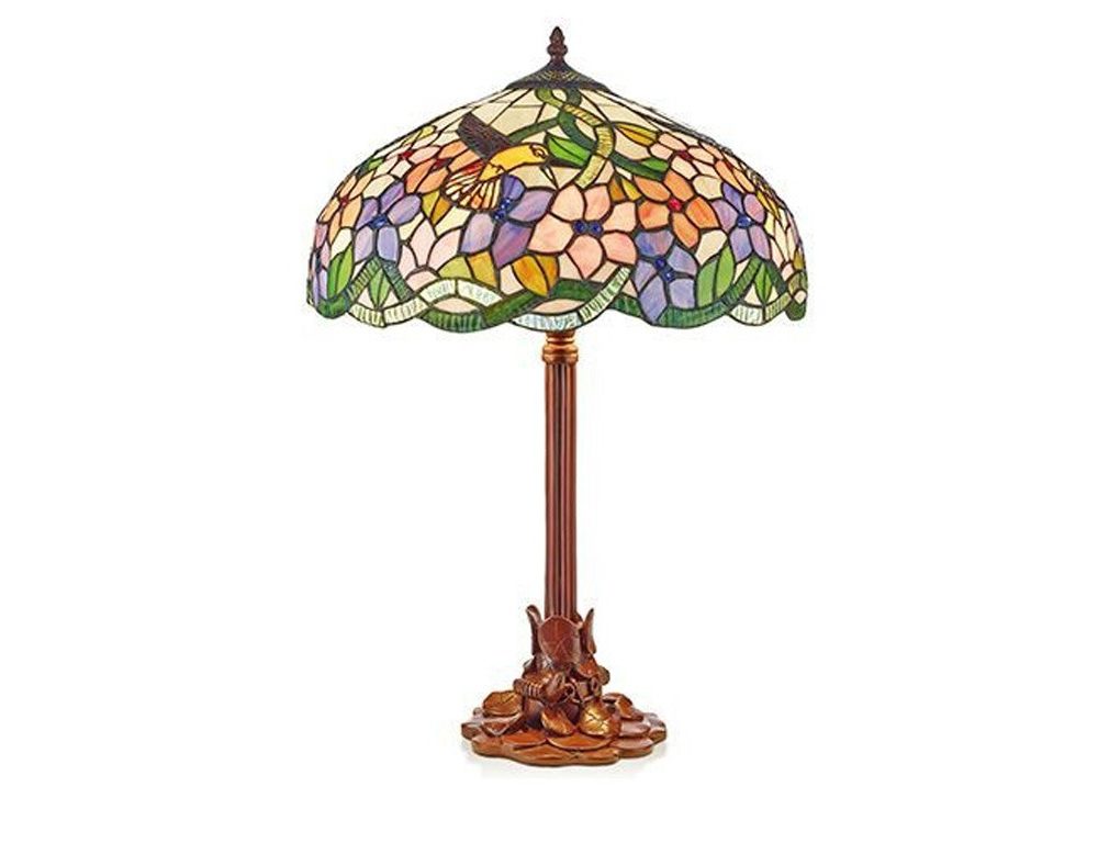 Lampe style Tiffany à pied avec feuillage