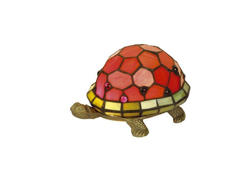 Lampe style Tiffany tortue couleur rouge