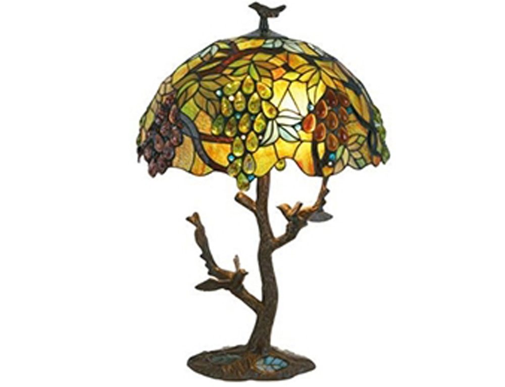Lampe style Tiffany pied en forme d'arbre