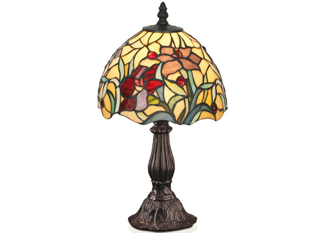 Petite lampe style Tiffany motif à fleurs