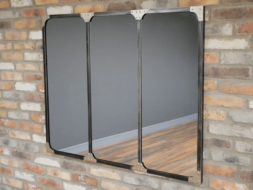 Grand miroir rectangle style industriel