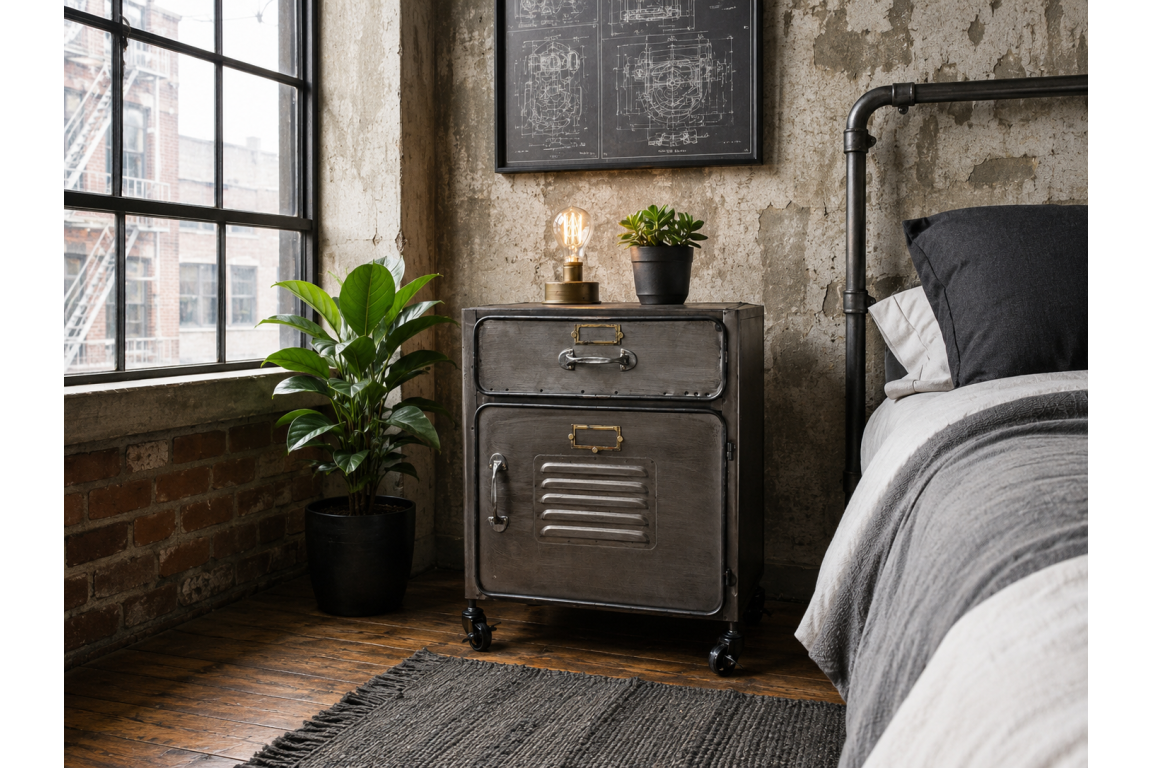 Meuble sur roulettes style industriel