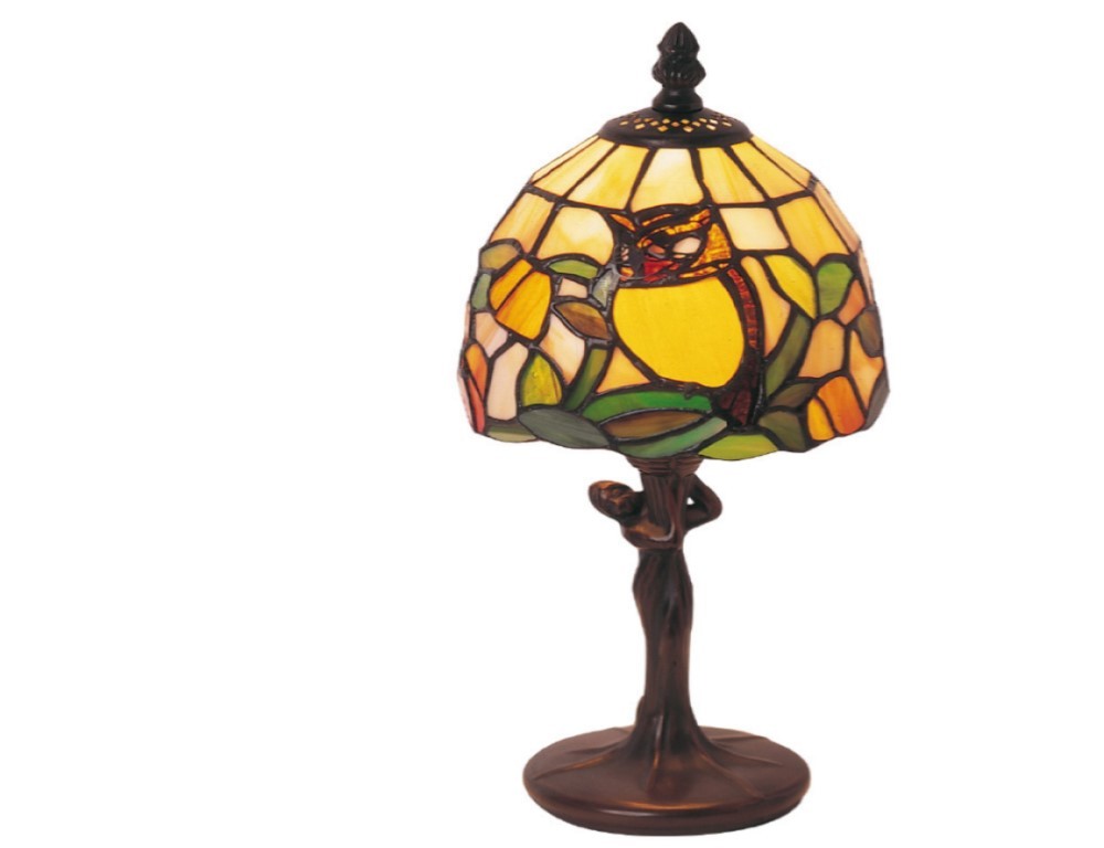 Petite lampe style Tiffany décor d'hibou