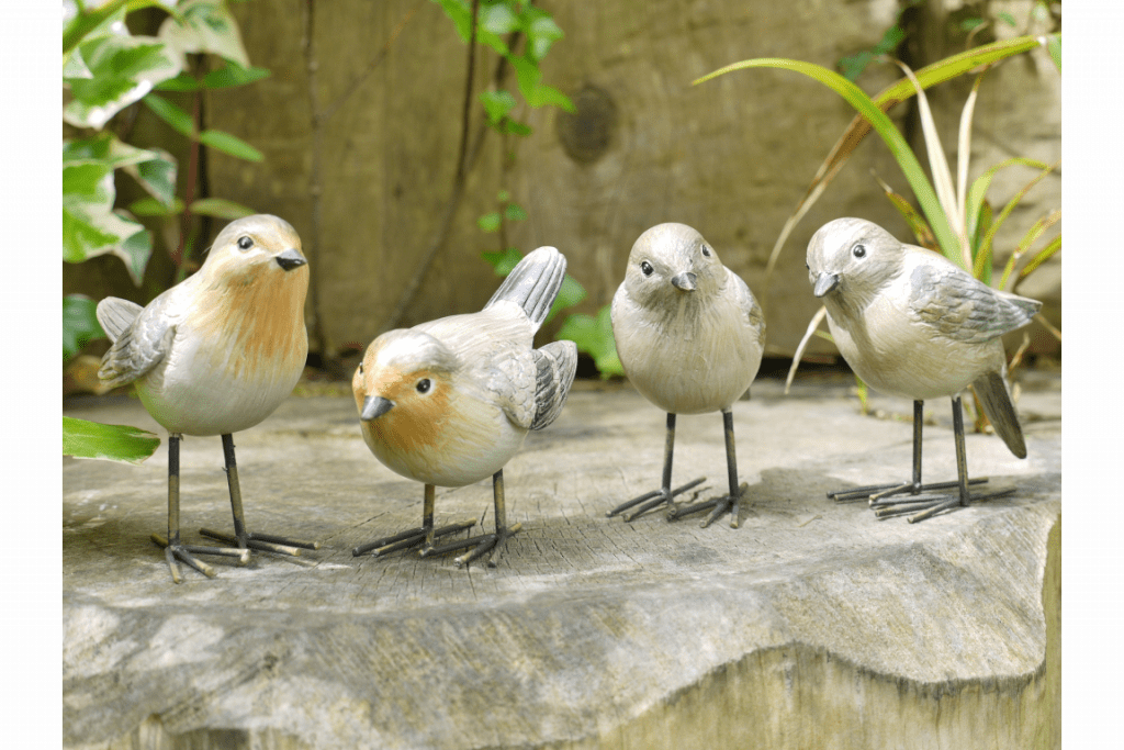 Groupe décoratif de 4 petits oiseaux