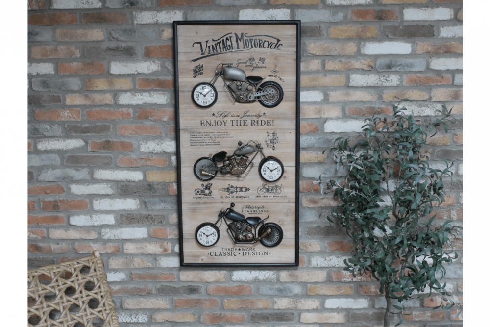 Panneau décoratif avec 3 motos en métal