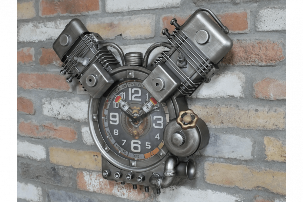 Horloge murale en forme de moteur de moto
