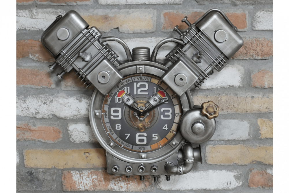 Horloge murale en forme de moteur de moto