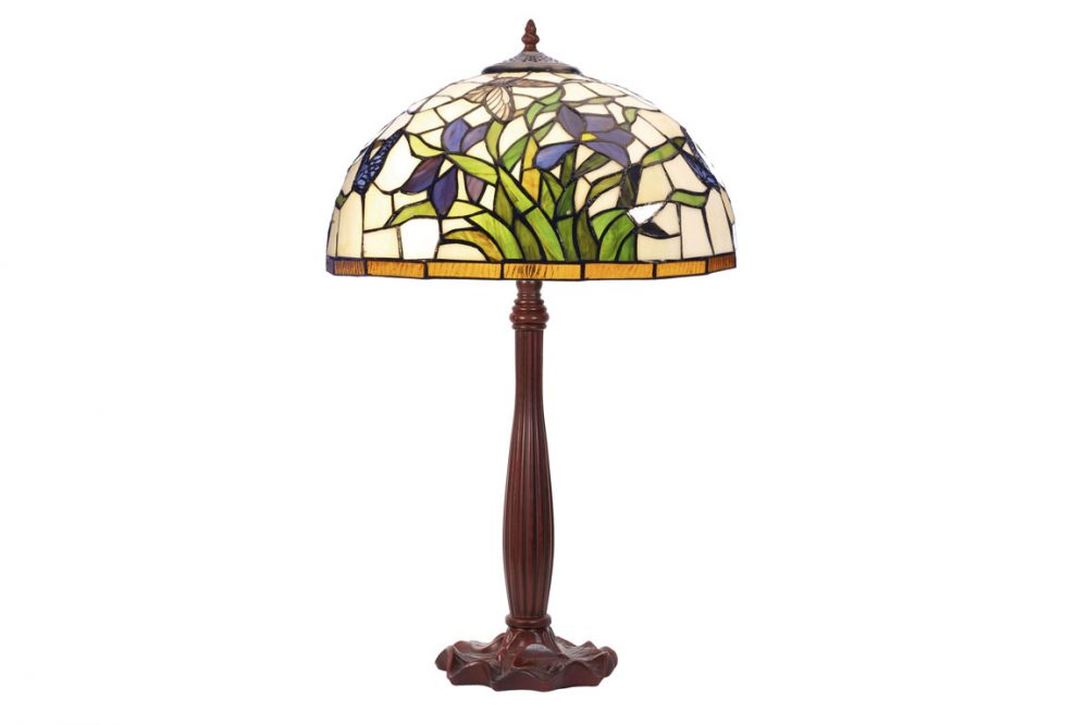 Lampe style Tiffany décor fleurs d'iris