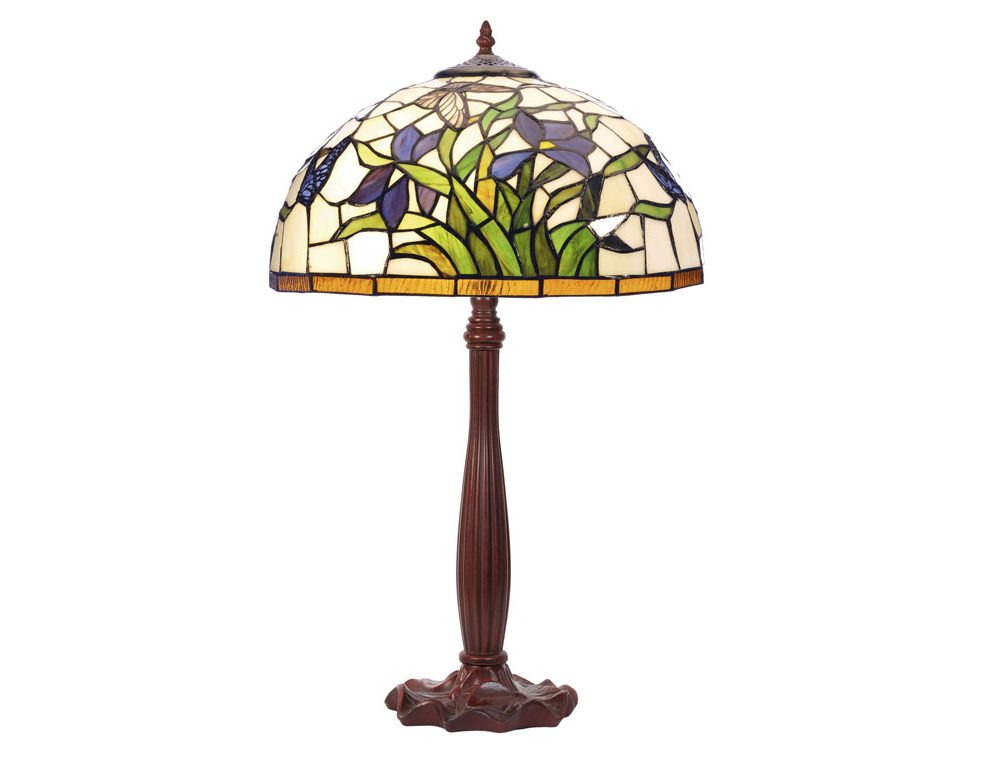 Lampe style Tiffany décor fleurs d'iris