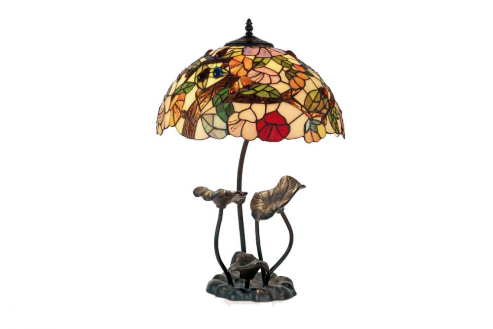 Lampe style Tiffany avec un pied en métal
