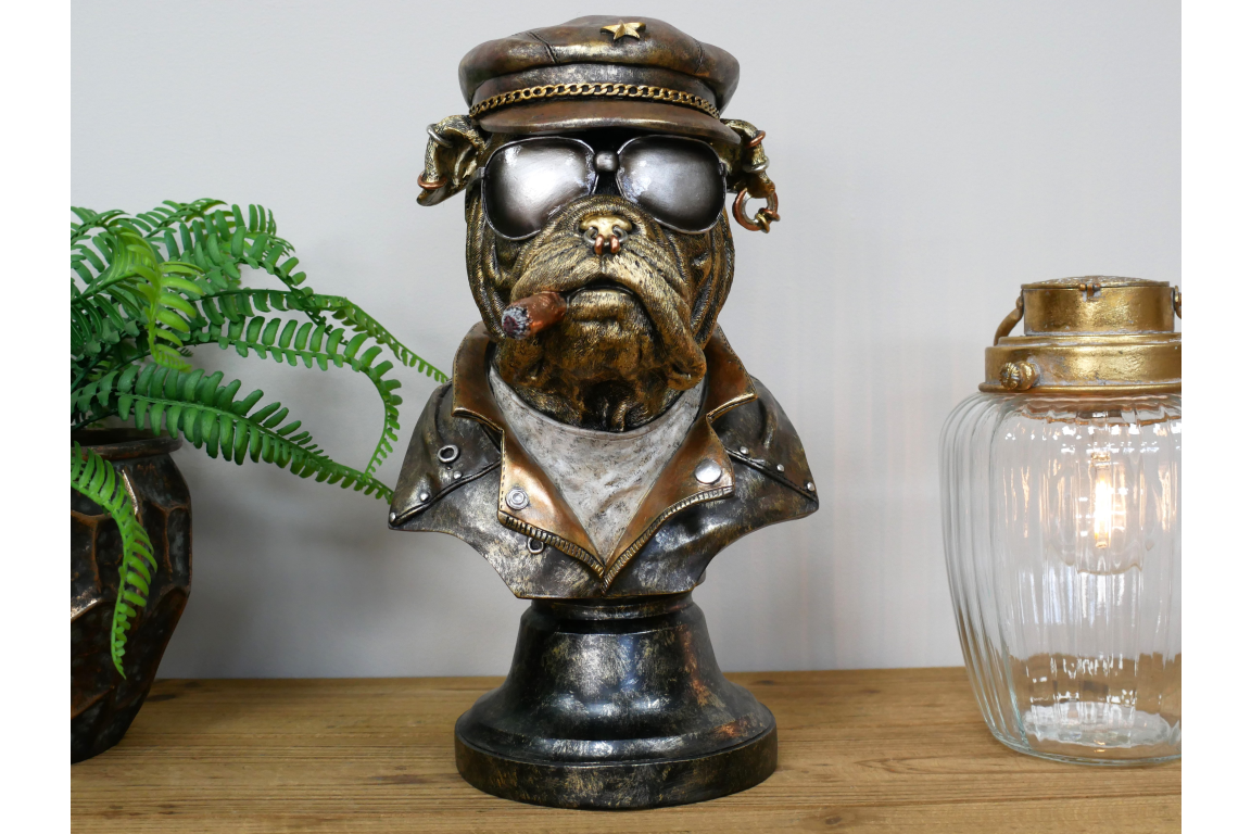 Buste De Bouledogue Pilote En Résine