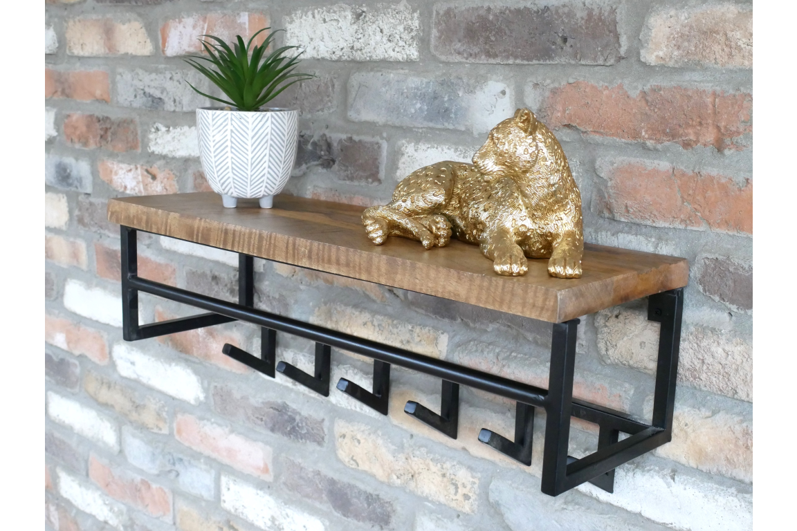 Porte manteaux mural en métal et manguier