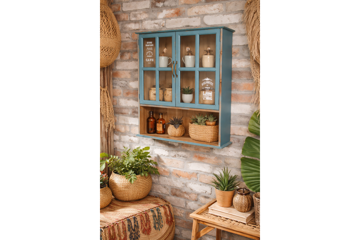 Meuble mural avec deux portes vitrées