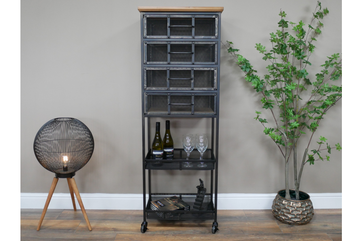 Cabinet style industriel en métal noir