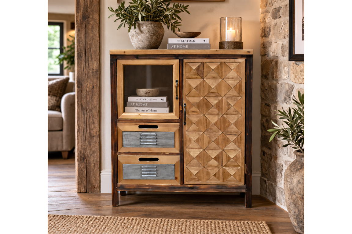 Meuble de rangement en bois et métal