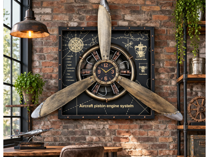 Grande horloge murale décorative en métal